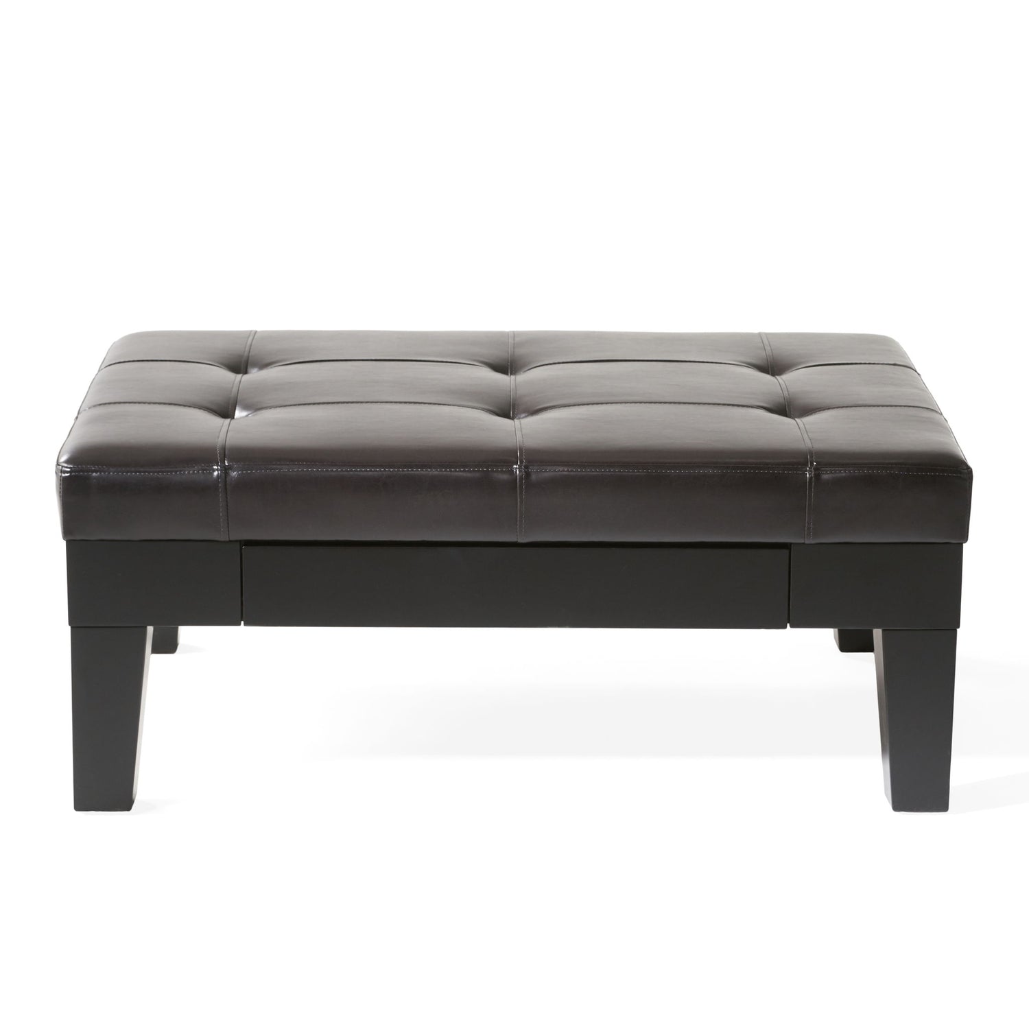 Chatham - Ottoman With Drawer Leather Storage Solution - Dark Coffee