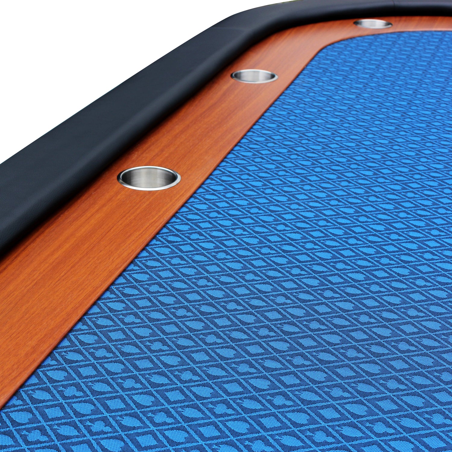 96&quot; 10 Poker Table for 10 Players Casino Games with Speed Cloth Felt Pedestal Base Cup Holders Blue