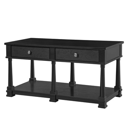 Coffee Table With 2 Storage Drawers &amp; Lower Open Shelf
