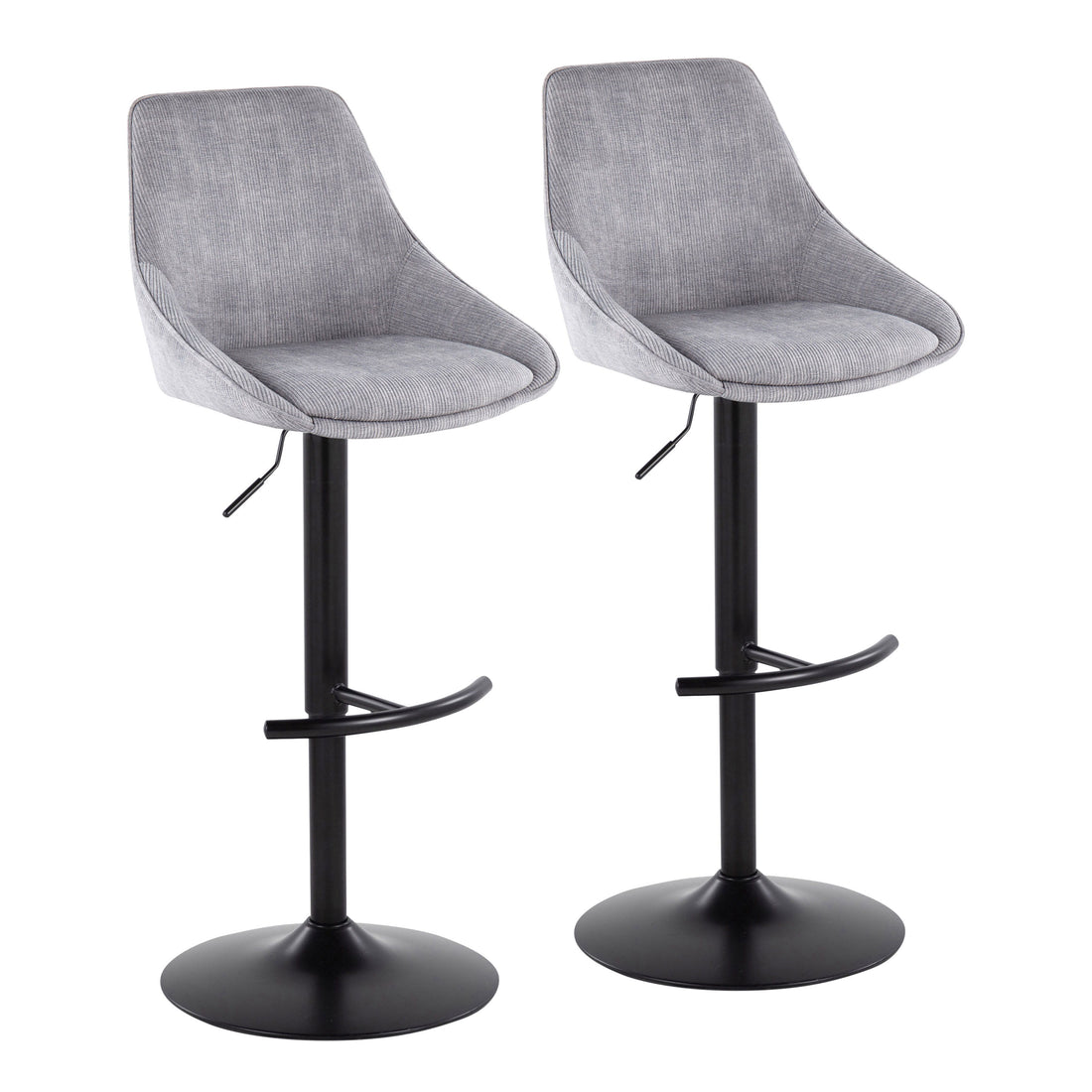 Diana - Contemporary Adjustable Barstool &amp; Swivel With Rounded T Footrest (Set of 2)