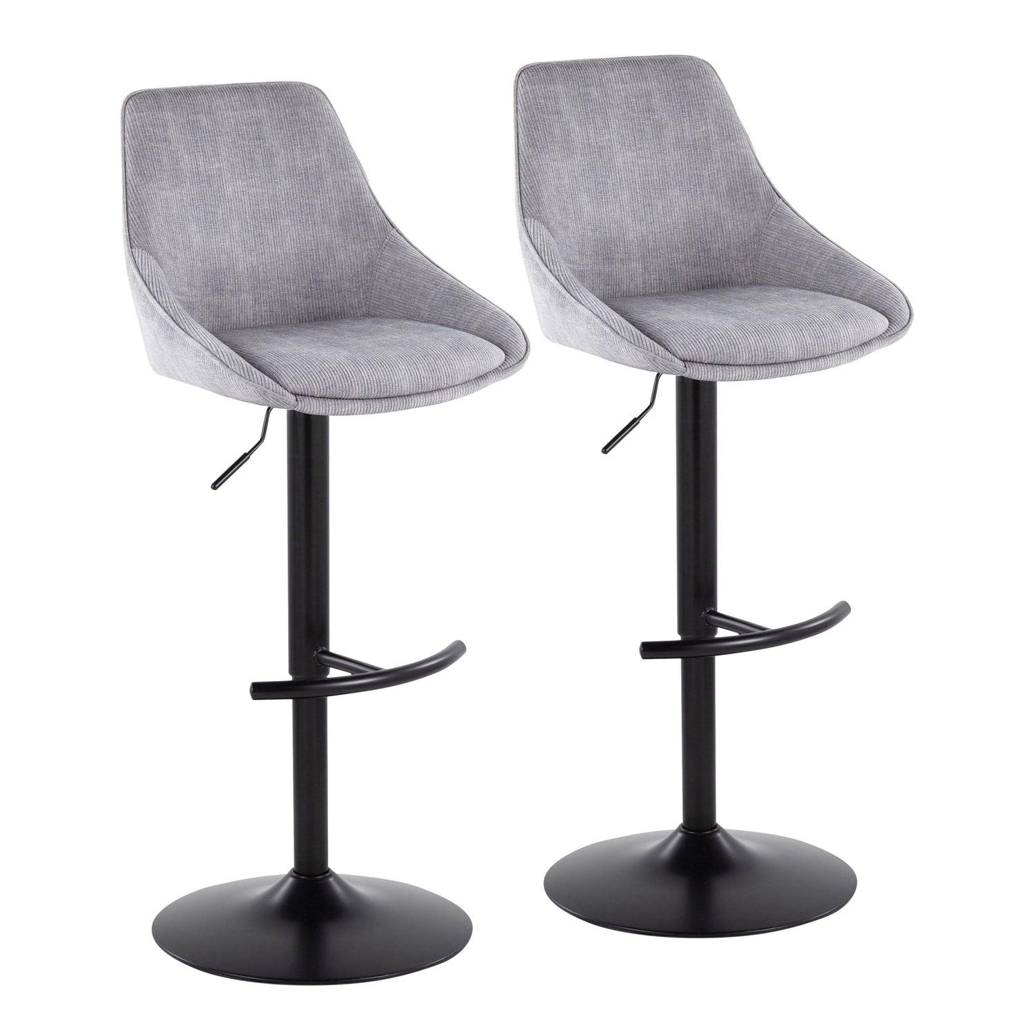 Diana - Contemporary Adjustable Barstool &amp; Swivel With Rounded T Footrest (Set of 2)