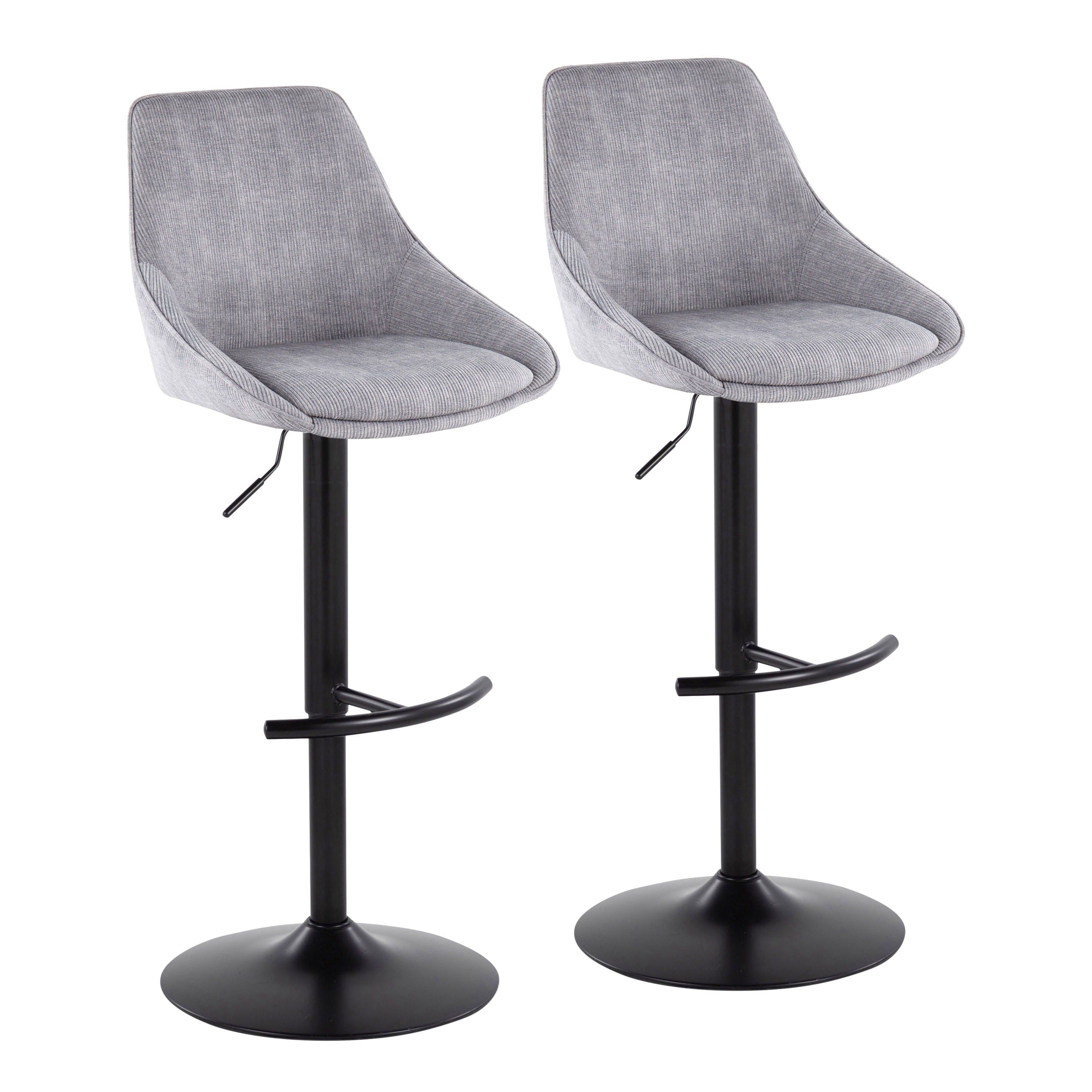 Diana - Contemporary Adjustable Barstool &amp; Swivel With Rounded T Footrest (Set of 2)