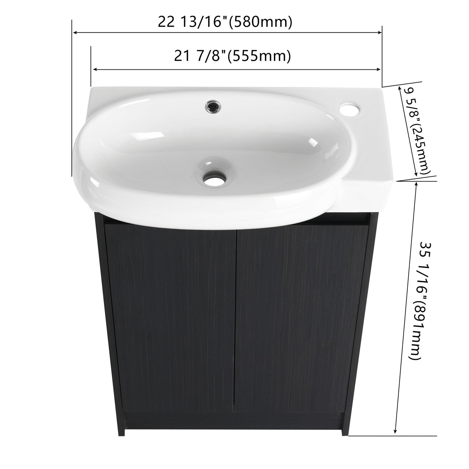 Freestanding Bathroom Vanity &amp; Sink, Soft Close Doors