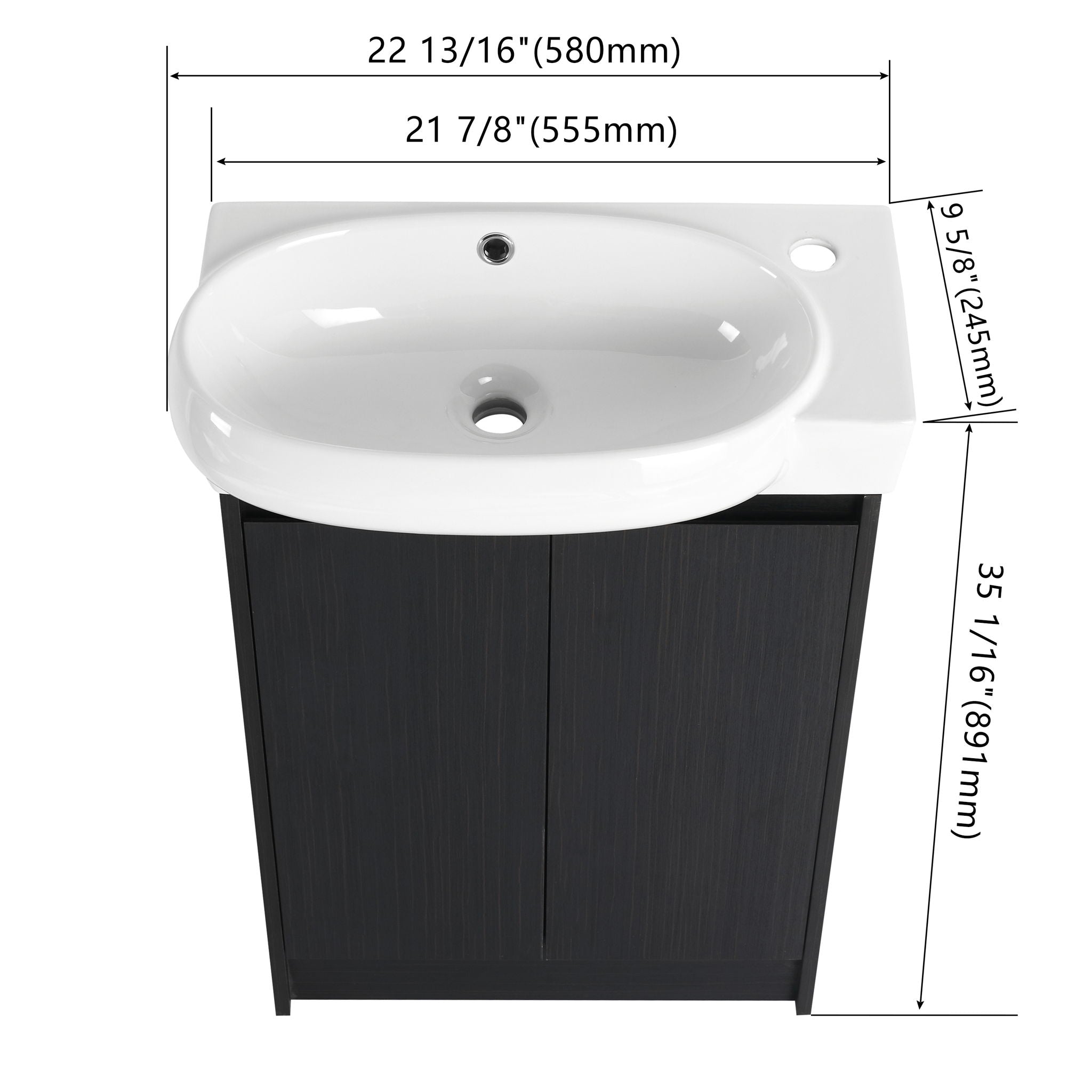 Freestanding Bathroom Vanity &amp; Sink, Soft Close Doors