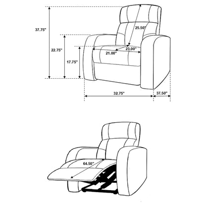 Franky - 7 Piece Seater Home Theater Set, Reclining Chairs &amp; Storage Consoles - Black