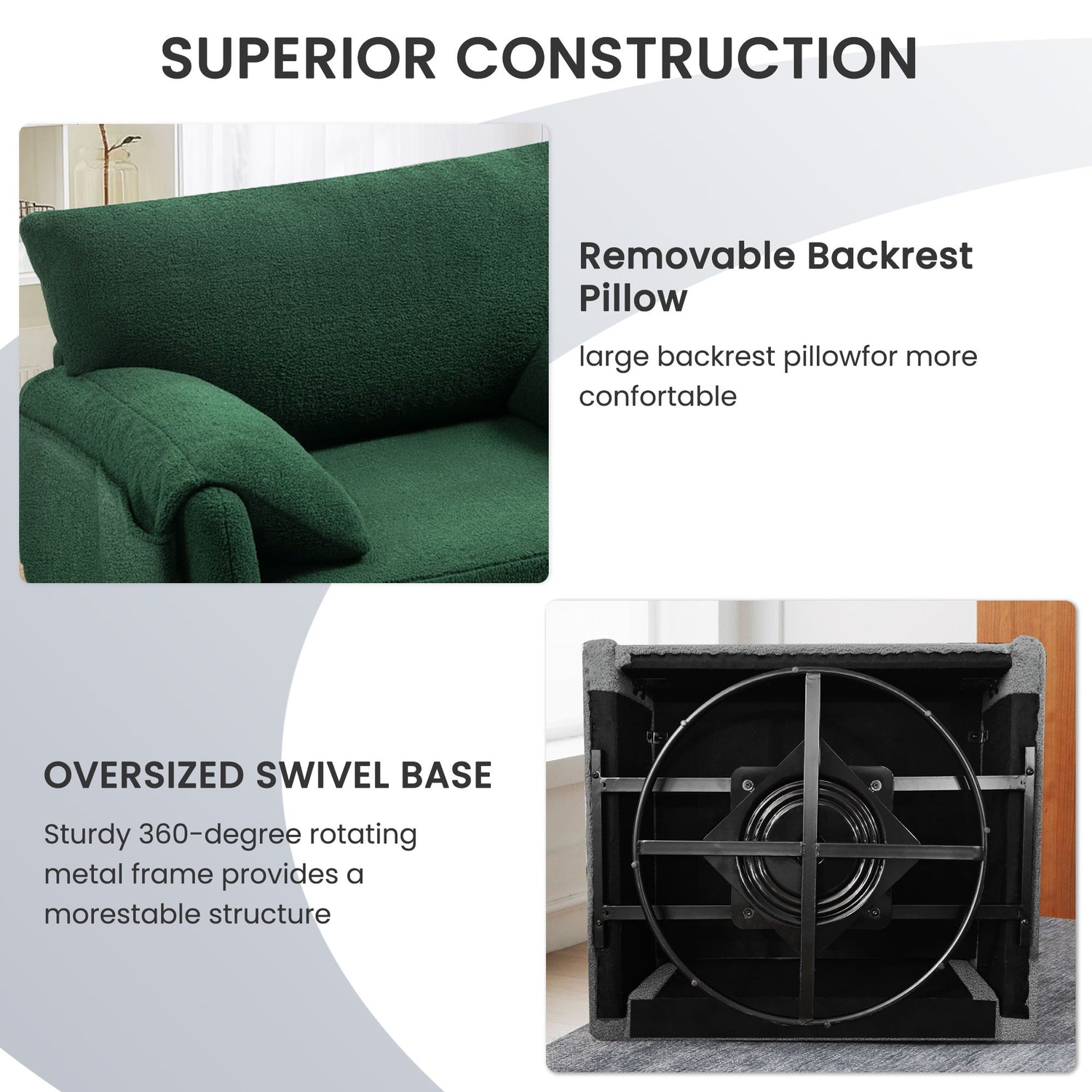 Oversized Swivel Armchair Modern Chair &amp; Single Sofa Lounge, Comfortable Seating For Living Room