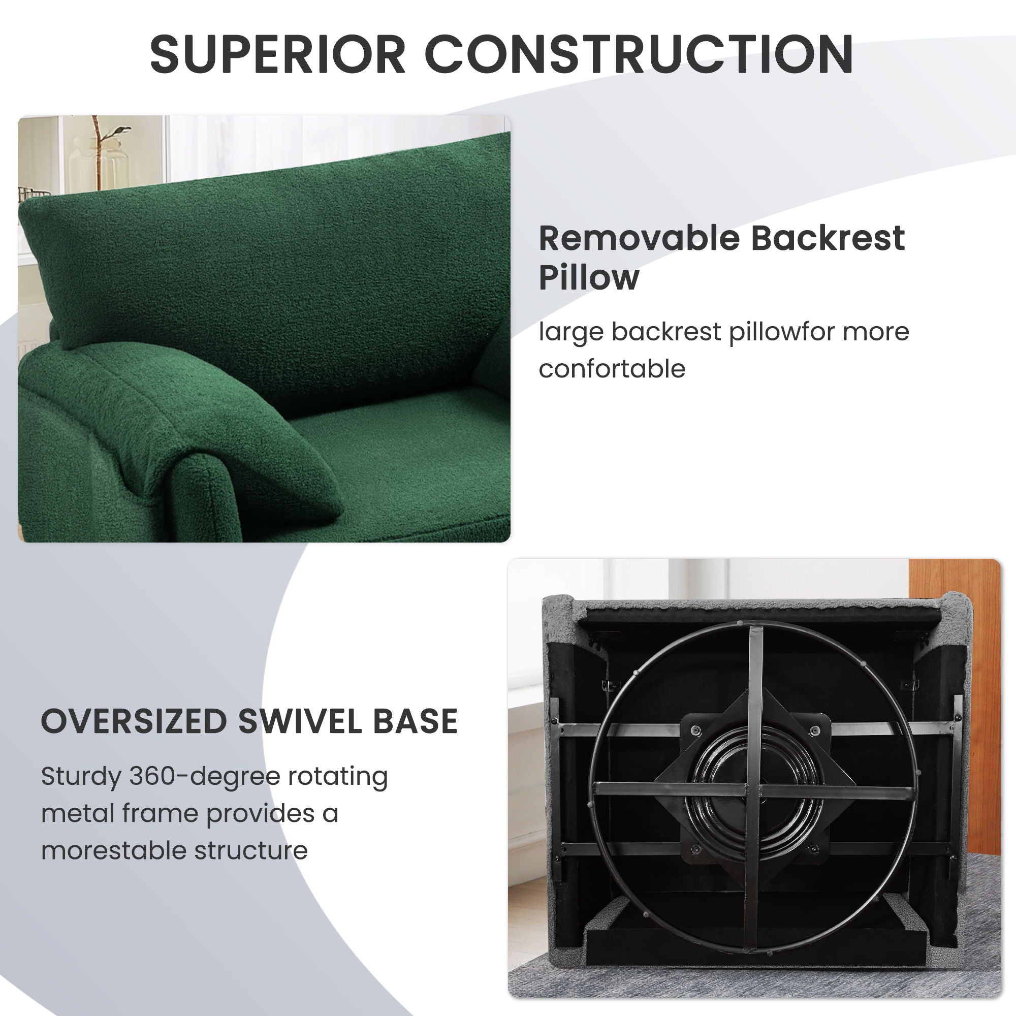 Oversized Swivel Armchair Modern Chair &amp; Single Sofa Lounge, Comfortable Seating For Living Room