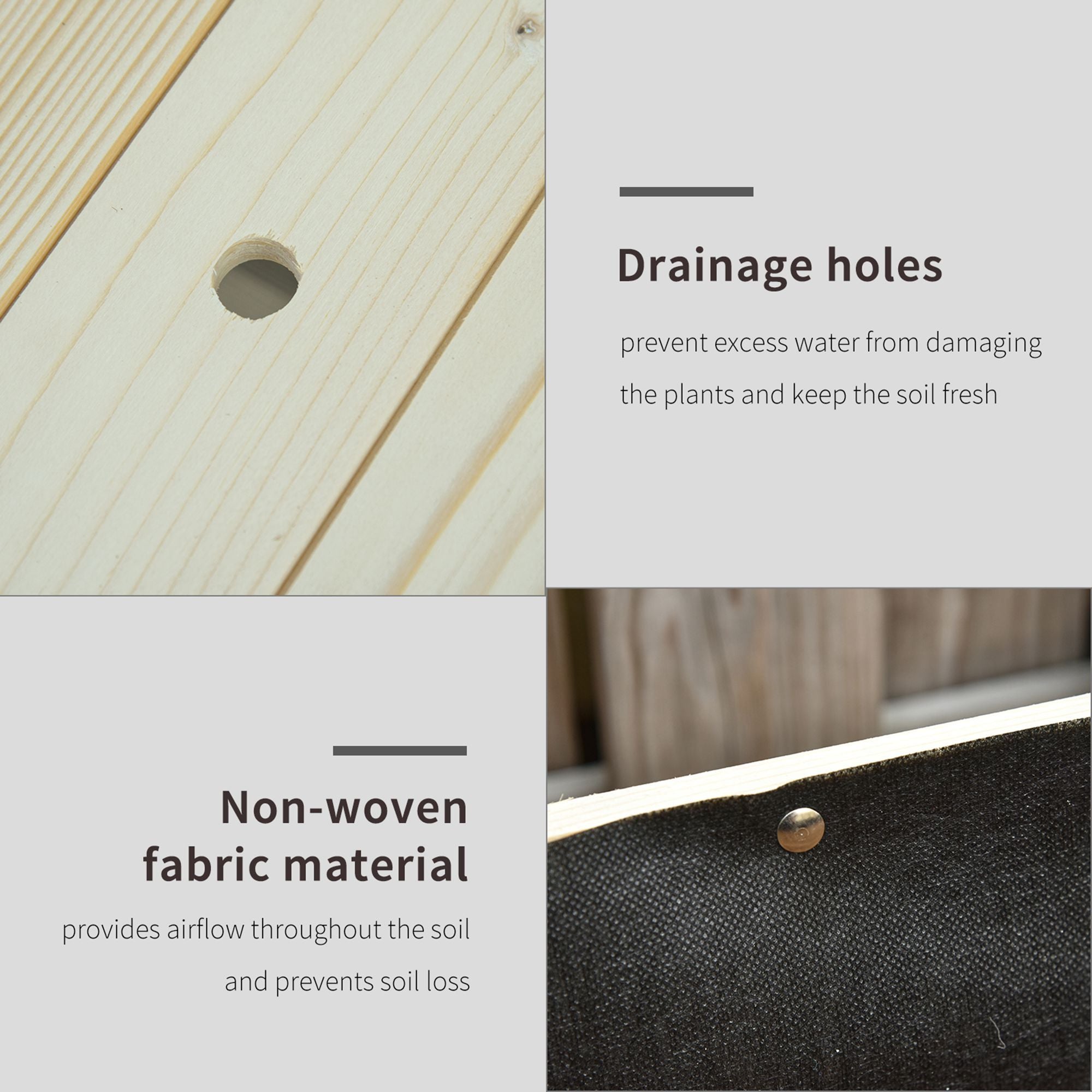 Outsunny - Raised Garden Bed, 47&quot; x 22&quot; x 33&quot;, Elevated Wooden Planter Box With Lockable Wheels, Storage Shelf, And Bed Liner For Backyard, Patio - Natural