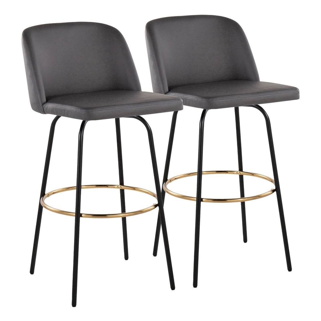 Toriano - Contemporary Fixed Height, Barstool With Swivel &amp; Round Footrest (Set of 2)
