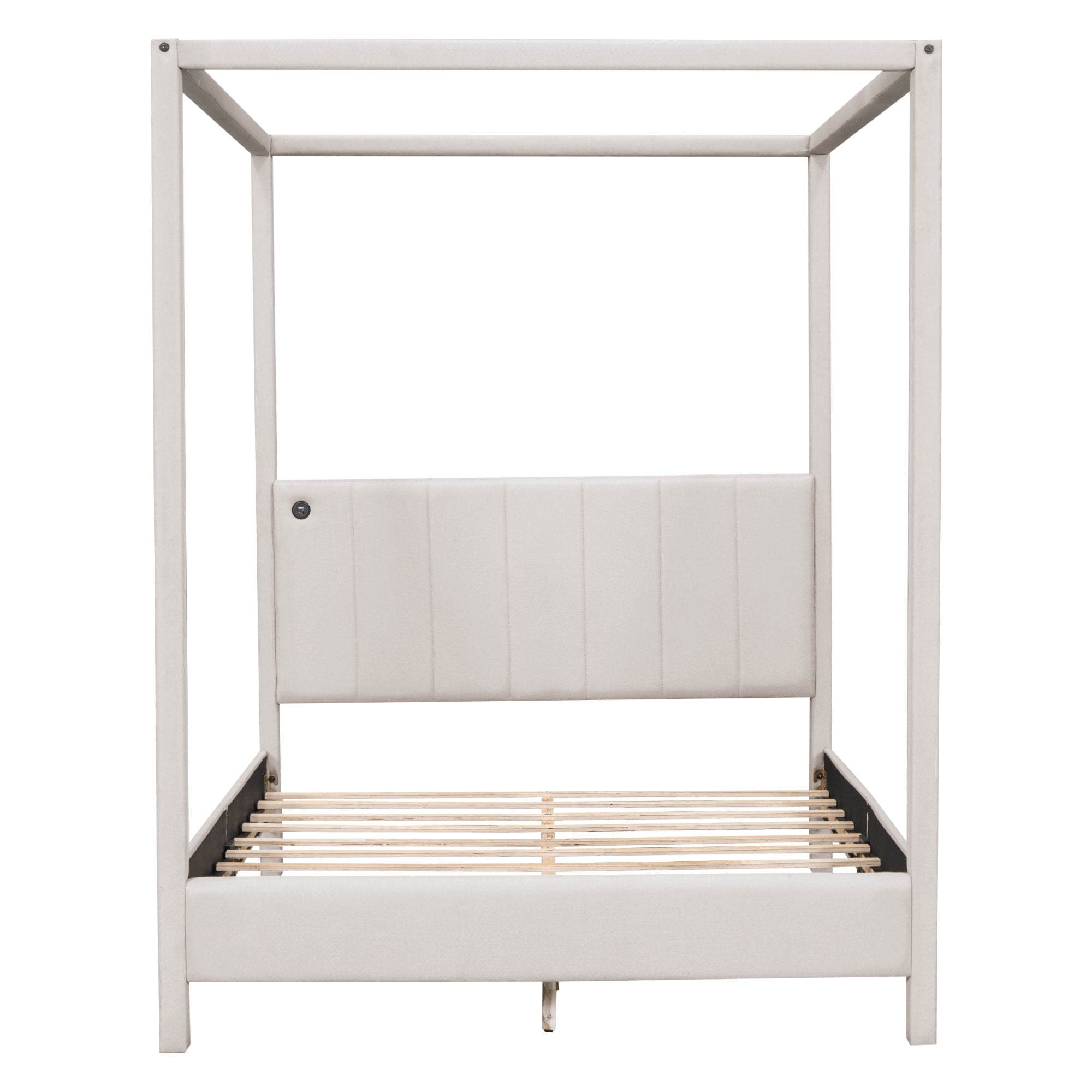 Canopy Platform Bed With USB And Type-C Ports