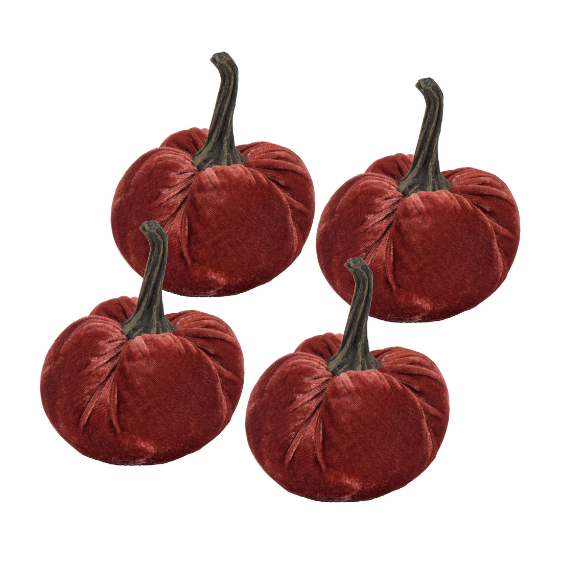 Velvet Weighted Pumpkin With Resin Stem, Pumpkin Ornament Decor For Holiday Harvest Festival Fall Festival &amp; Thanksgiving (Set of 4)