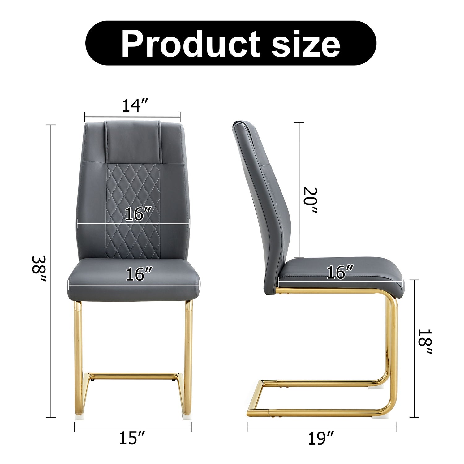 Modern Legged Upholstered Dining Chairs (Set of 4) Artificial For Kitchen And Office - Gray