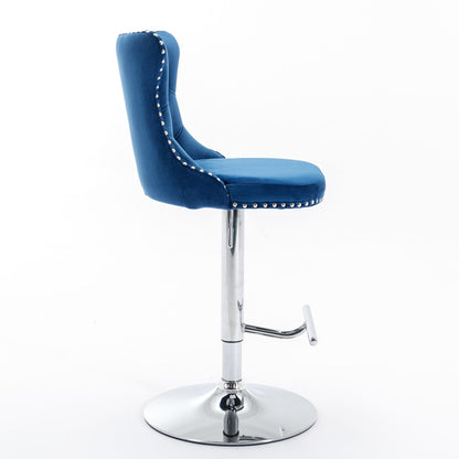 Swivel Velvet Barstools Adjusatble Seat Height From 25-33&quot;, Modern Upholstered Chrome Base Bar Stools With Backs Comfortable Tufted For Home Pub And Kitchen Island (Set of 2)