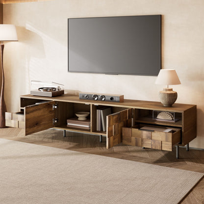 TV Stand With 2 Drawers, Media Console Table For TVs Up To 85&