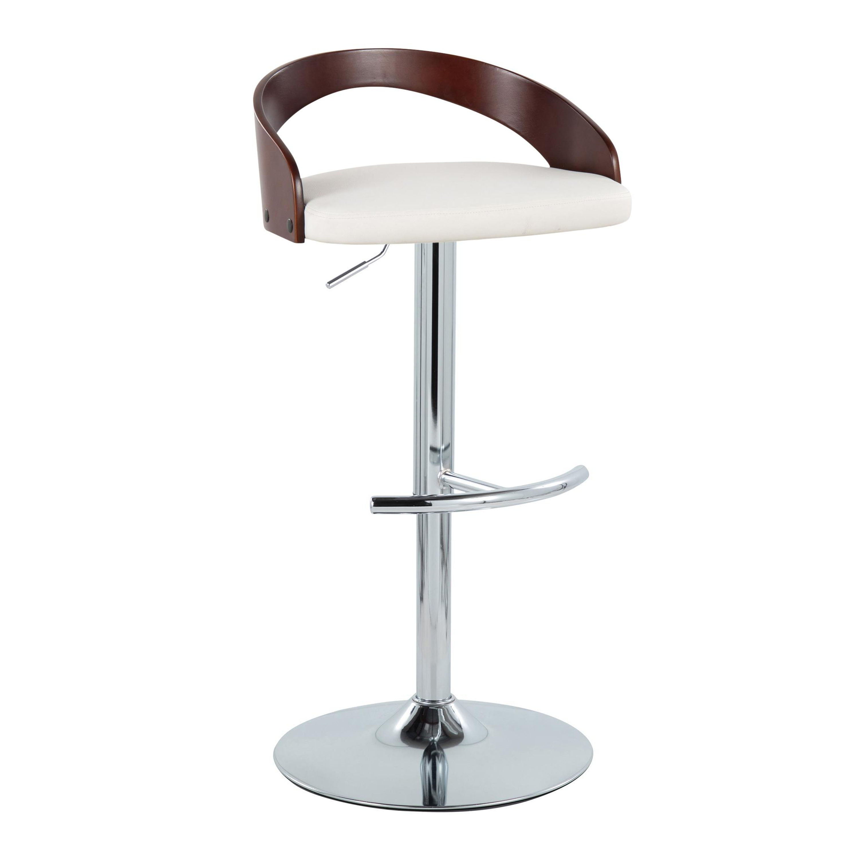 Grotto - Contemporary Adjustable Barstool &amp; Swivel With Rounded T Footrest (Set of 2)