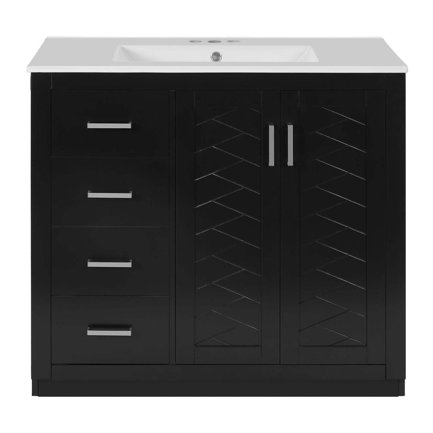 Bathroom Vanity With Sink Combo, Storage Cabinet, Freestanding Set With 3 Drawers &amp; Soft Closing Doors