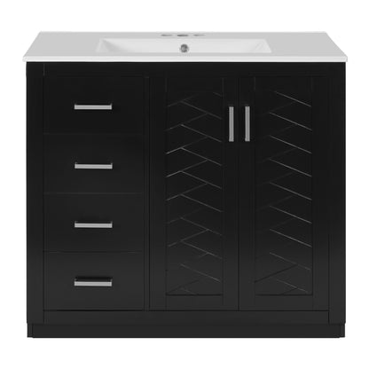 Bathroom Vanity With Sink Combo, Storage Cabinet, Freestanding Set With 3 Drawers &amp; Soft Closing Doors