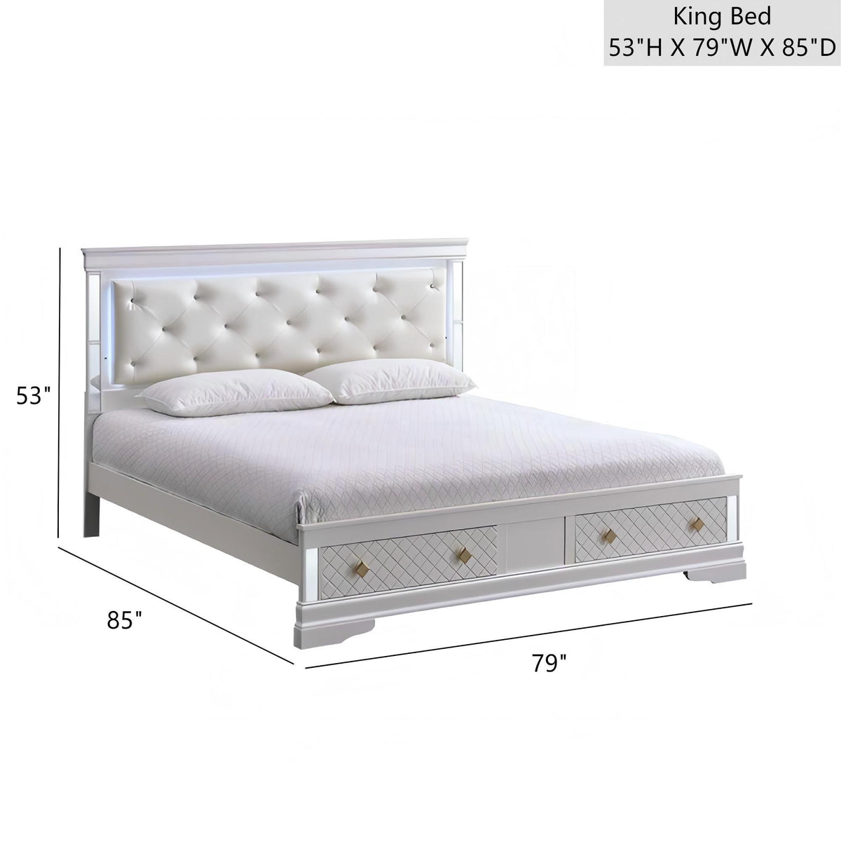 Verona - Bed With LED Accent Lighting, 2 Drawers