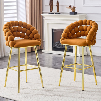 Bubble, Ball Chain Tufted Bar Chairs For Kitchen Island &amp; Home Bar (Set of 2)