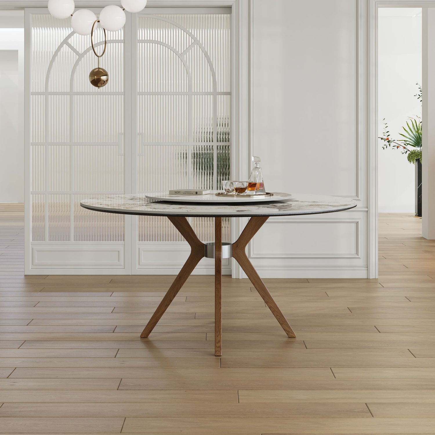 Dining Table With 35&quot; Turntable - White