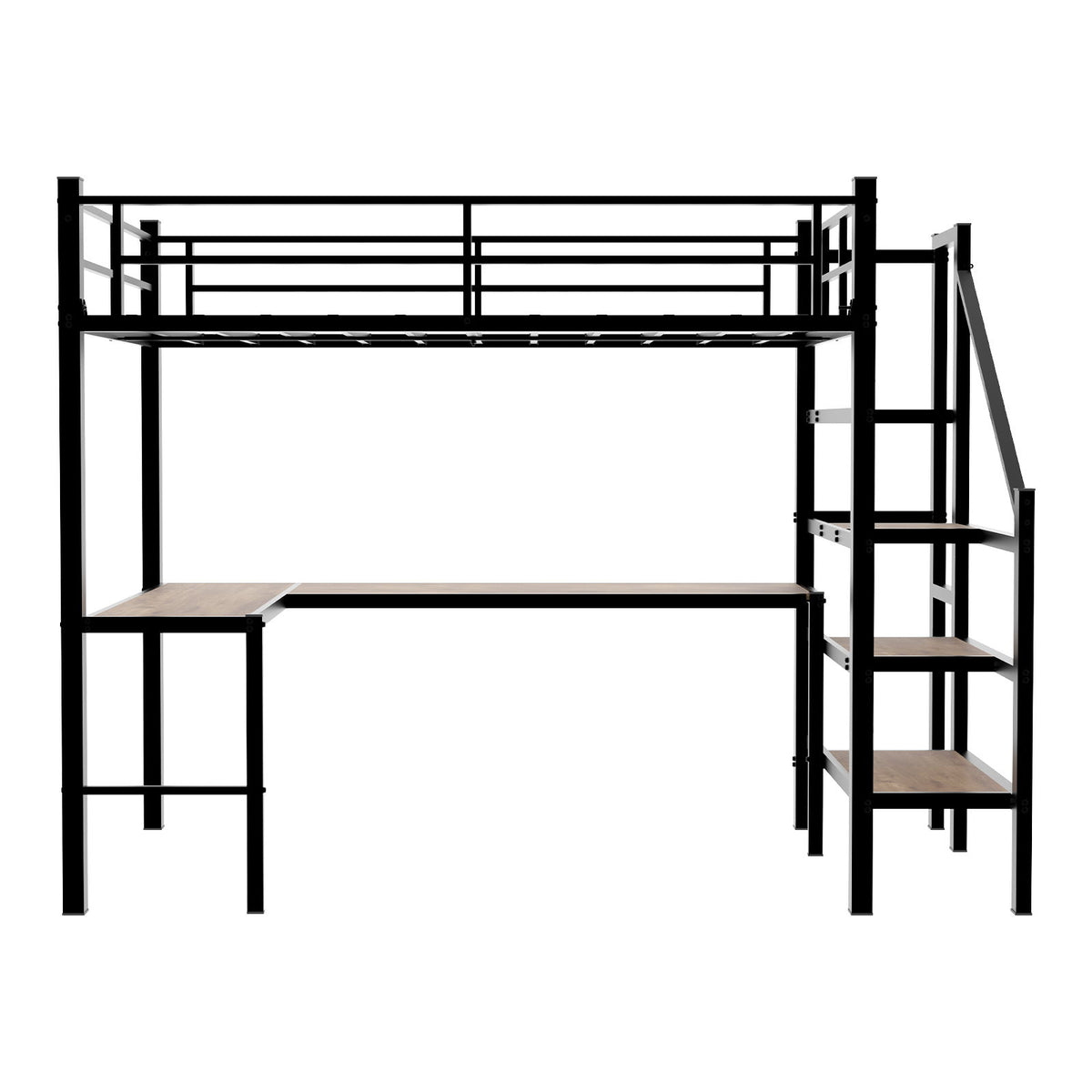 Loft Bed &amp; L-Shaped Desk, Large Storage Space