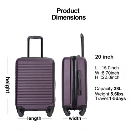20&quot; Carry On Luggage Lightweight Suitcase, Spinner Wheels