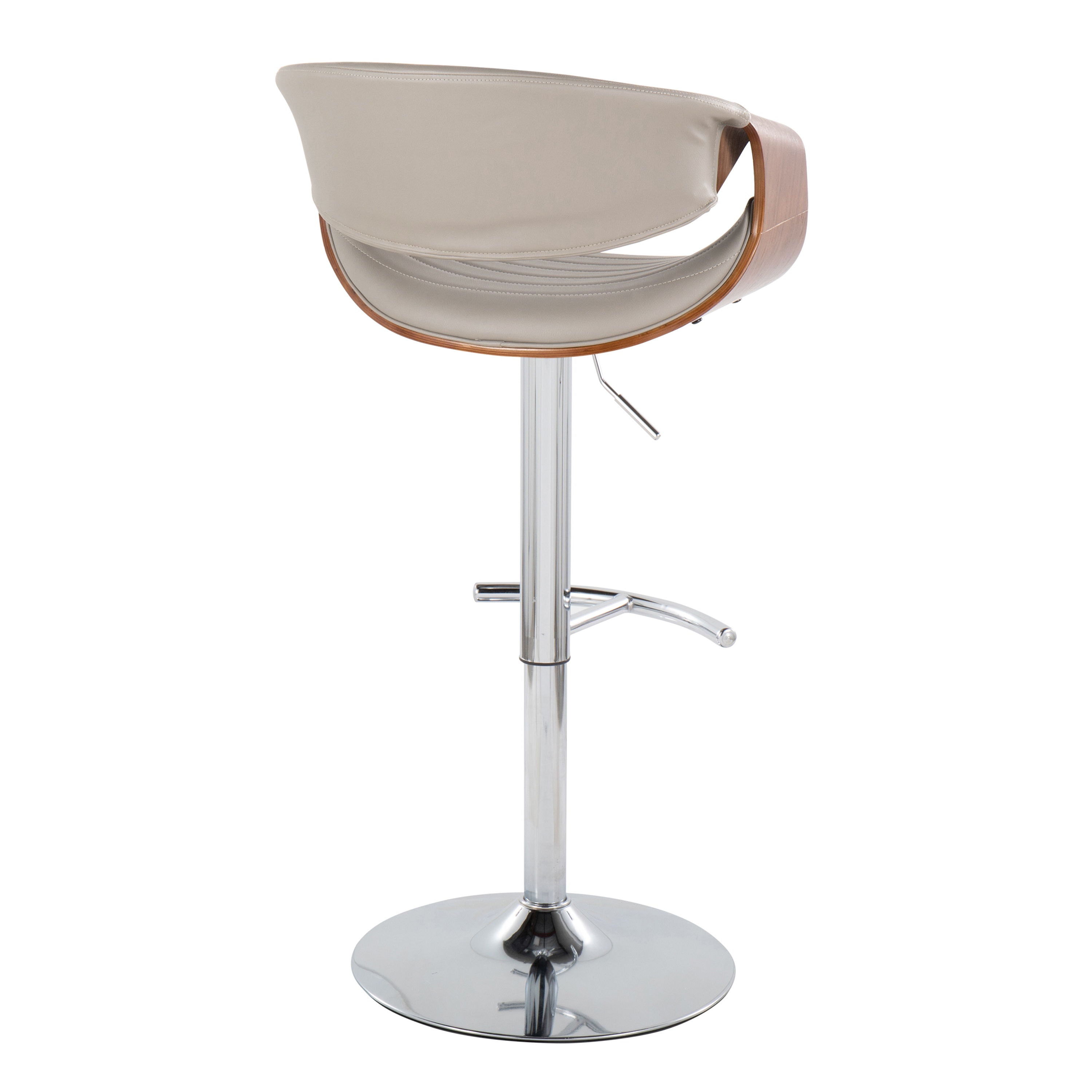 Symphony - Mid Century Modern Adjustable Barstool &amp; Swivel With Rounded T Footrest (Set of 2)