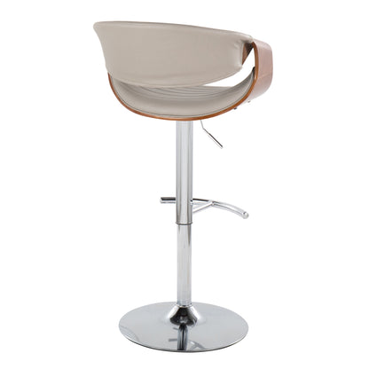 Symphony - Mid Century Modern Adjustable Barstool &amp; Swivel With Rounded T Footrest (Set of 2)