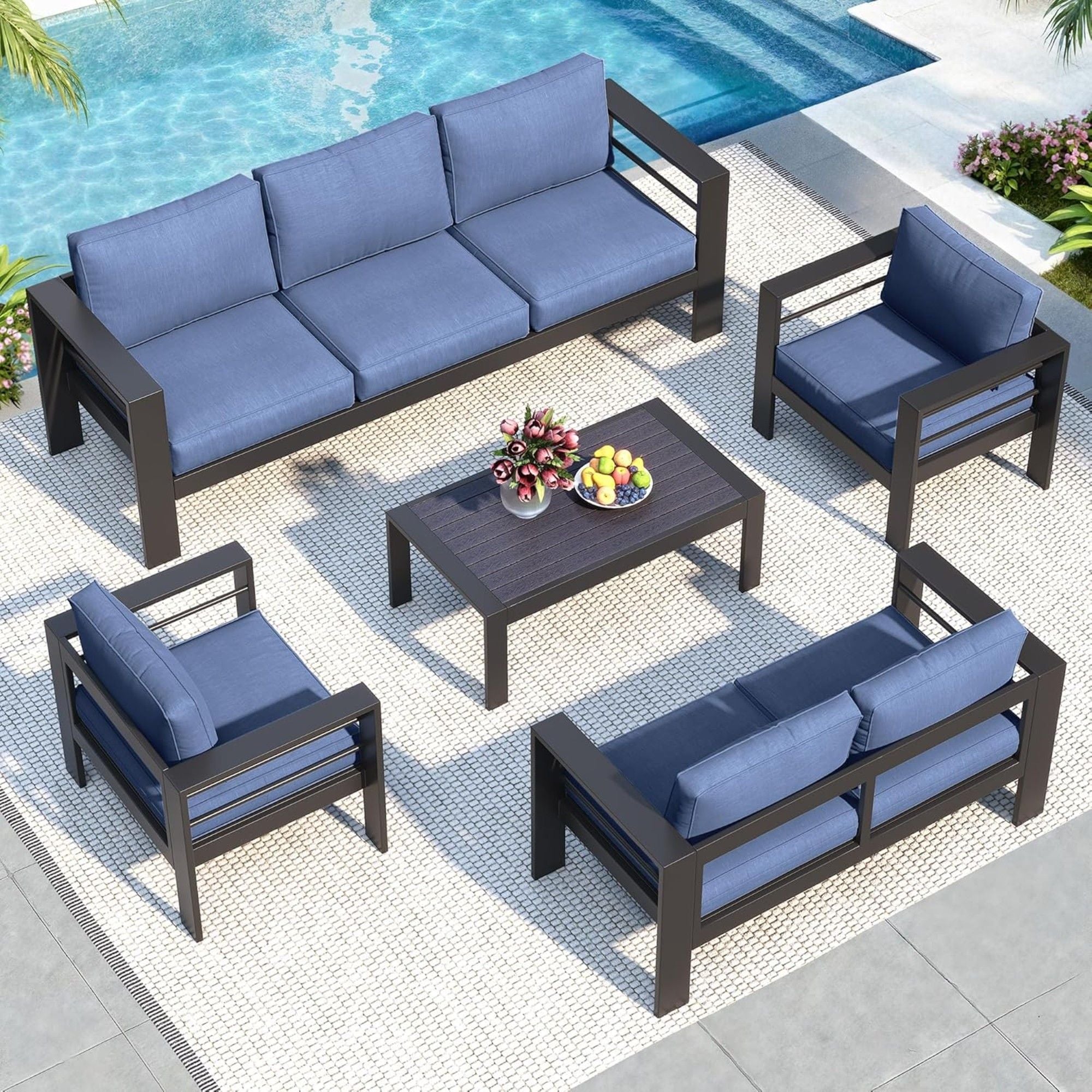 Outdoor Patio Set, All-Weather With Thick Cushions