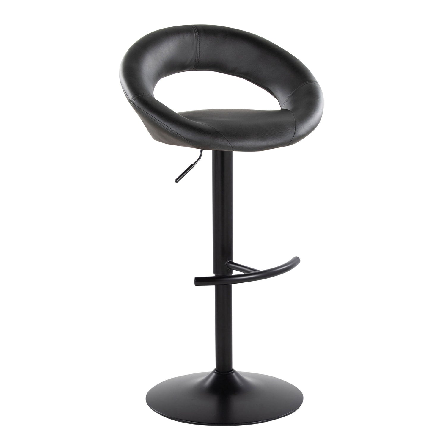 Posh - Contemporary Adjustable Barstool With Swivel &amp; Rounded T Footrest (Set of 2)