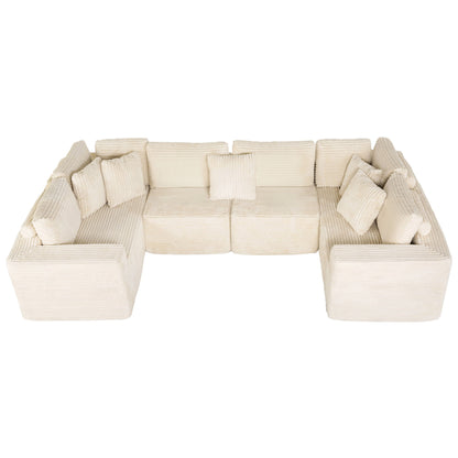 Modular U Shaped Sectional Sofa With Reversible Design