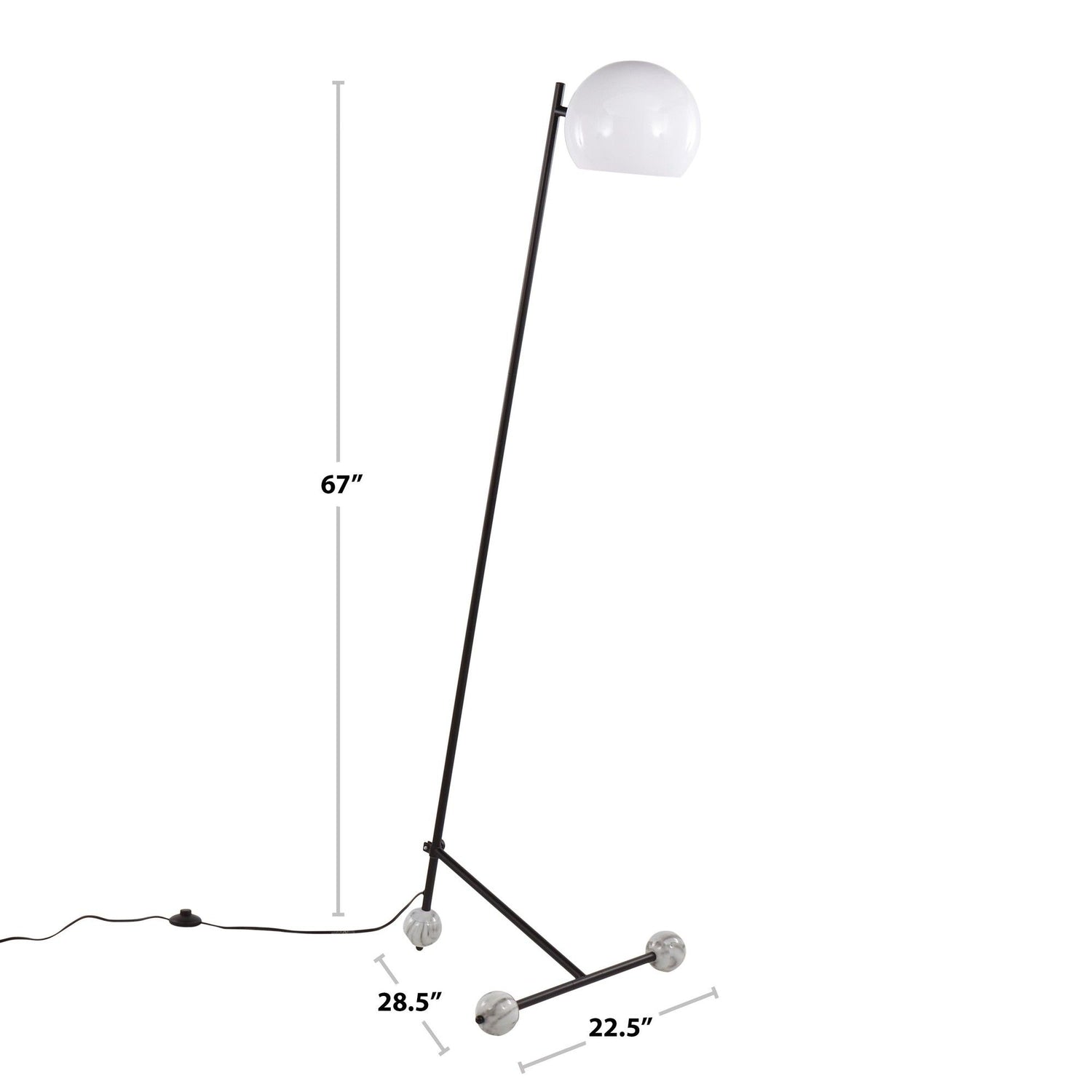 Eileen - Contemporary Floor Lamp - Nickel / White