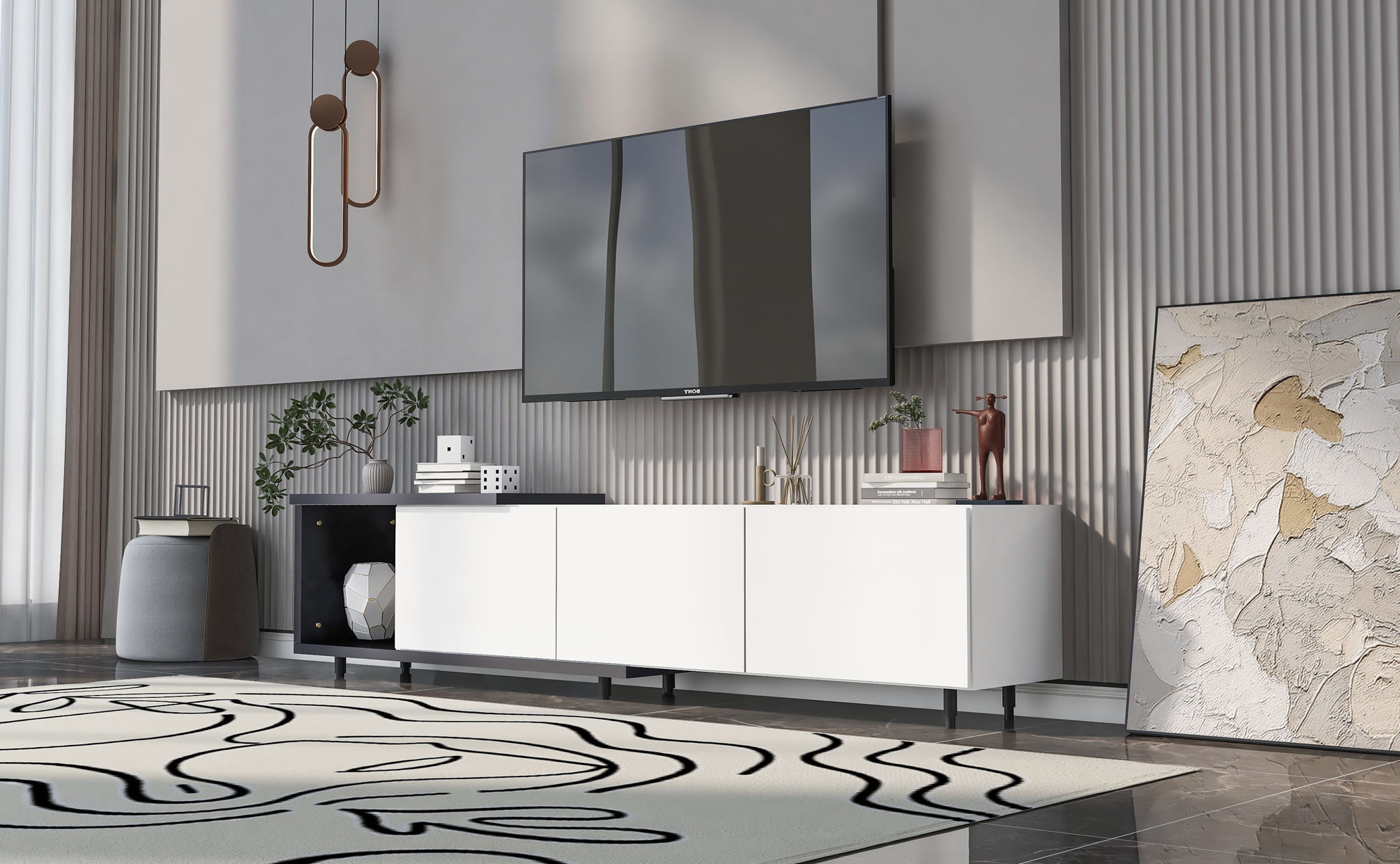 Modern Stylish Extendabletv Stand TV Cabinet For 80&quot; TV