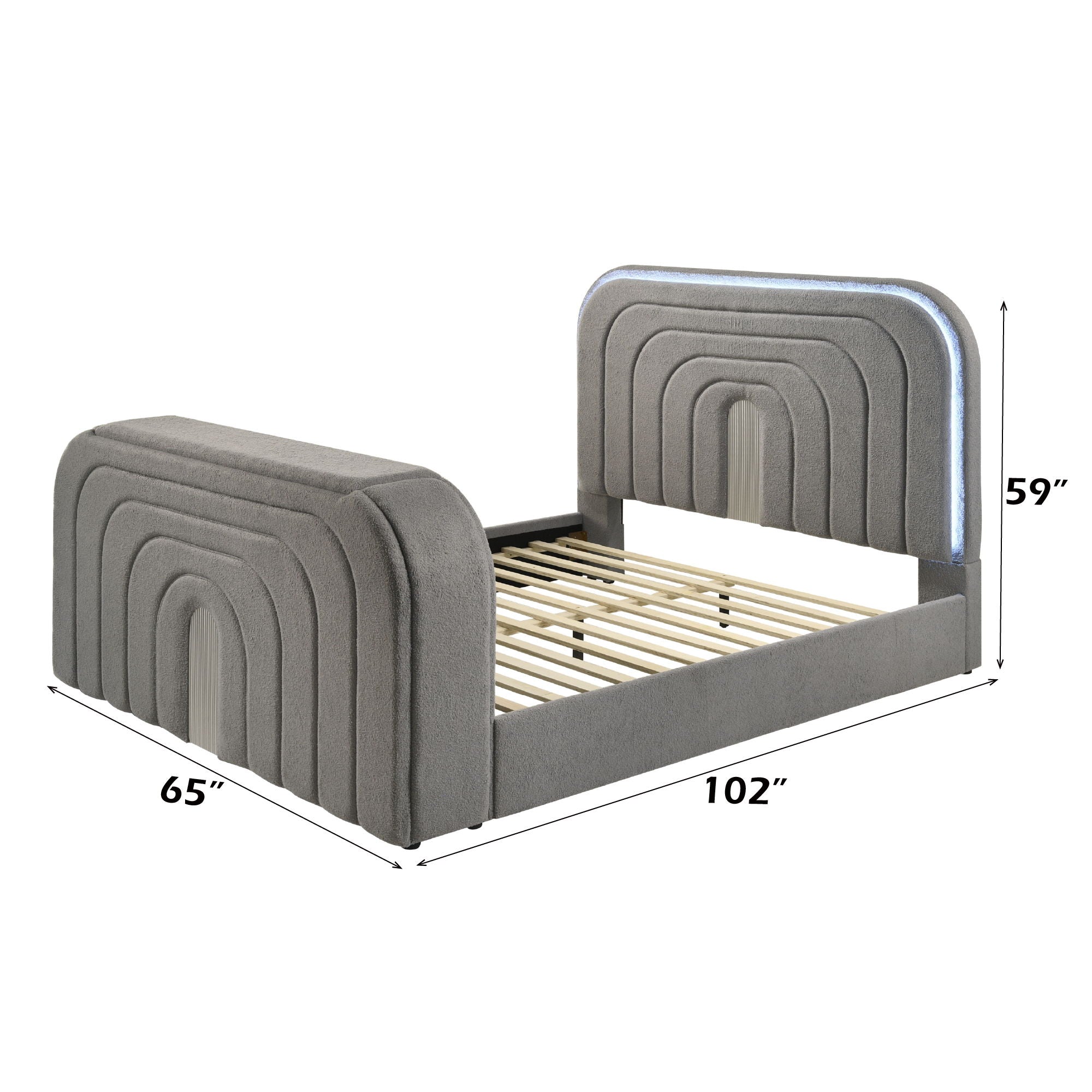 Shelyn - Bed With LED, TV Stand, Fireplace &amp; Bluetooth