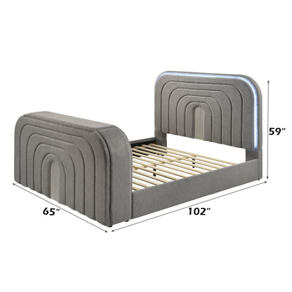 Shelyn - Bed With LED, TV Stand, Fireplace &amp; Bluetooth