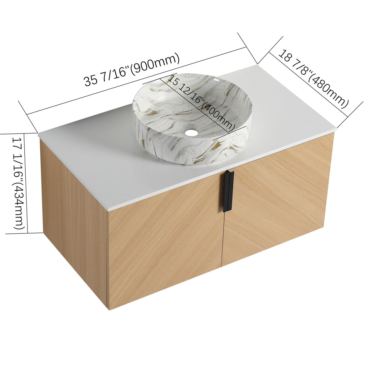 Wall Mounted Bathroom Vanity &amp; Art Sink