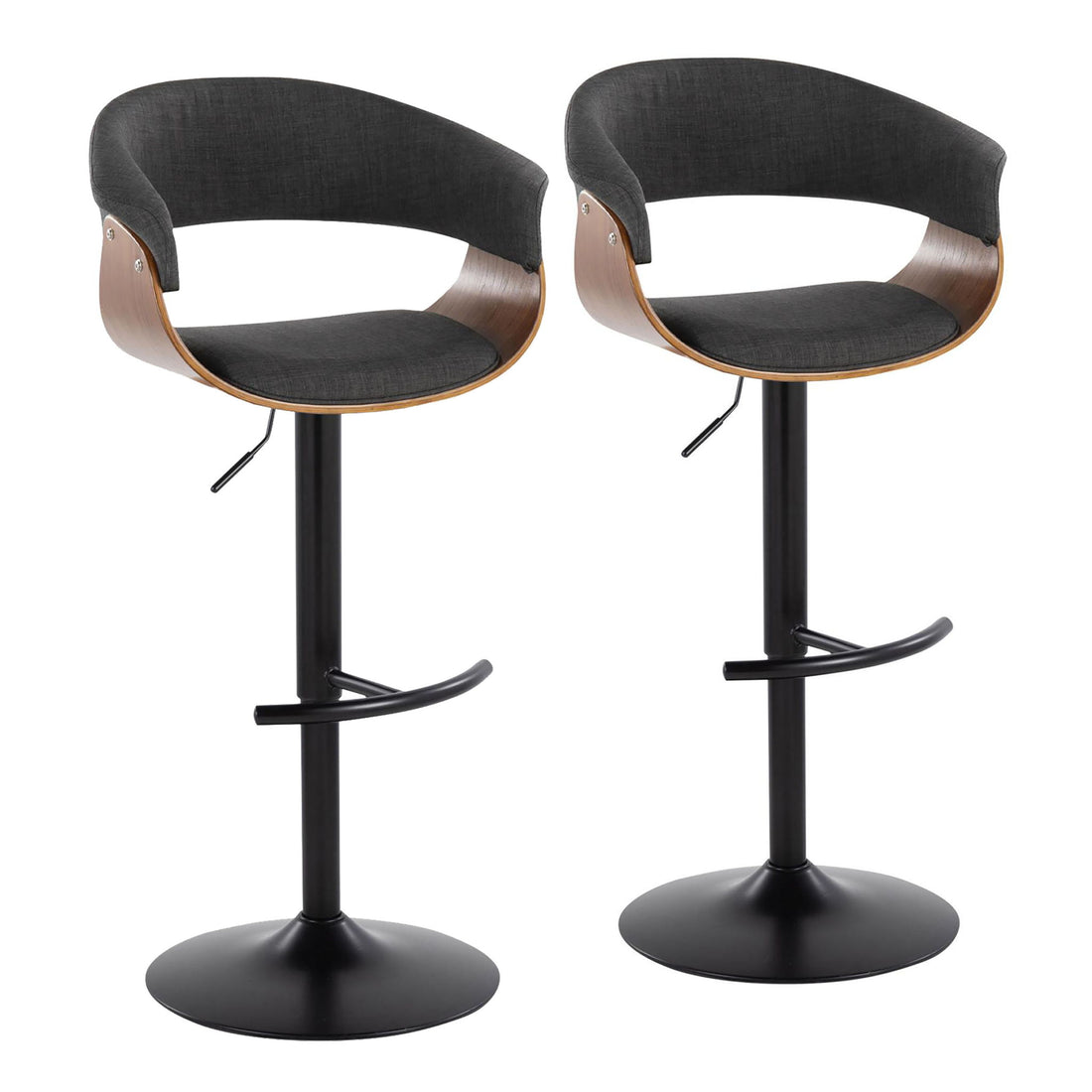 Vintage Mod - Mid Century Modern Adjustable Height Barstool With Swivel &amp; Rounded T Footrest (Set of 2)