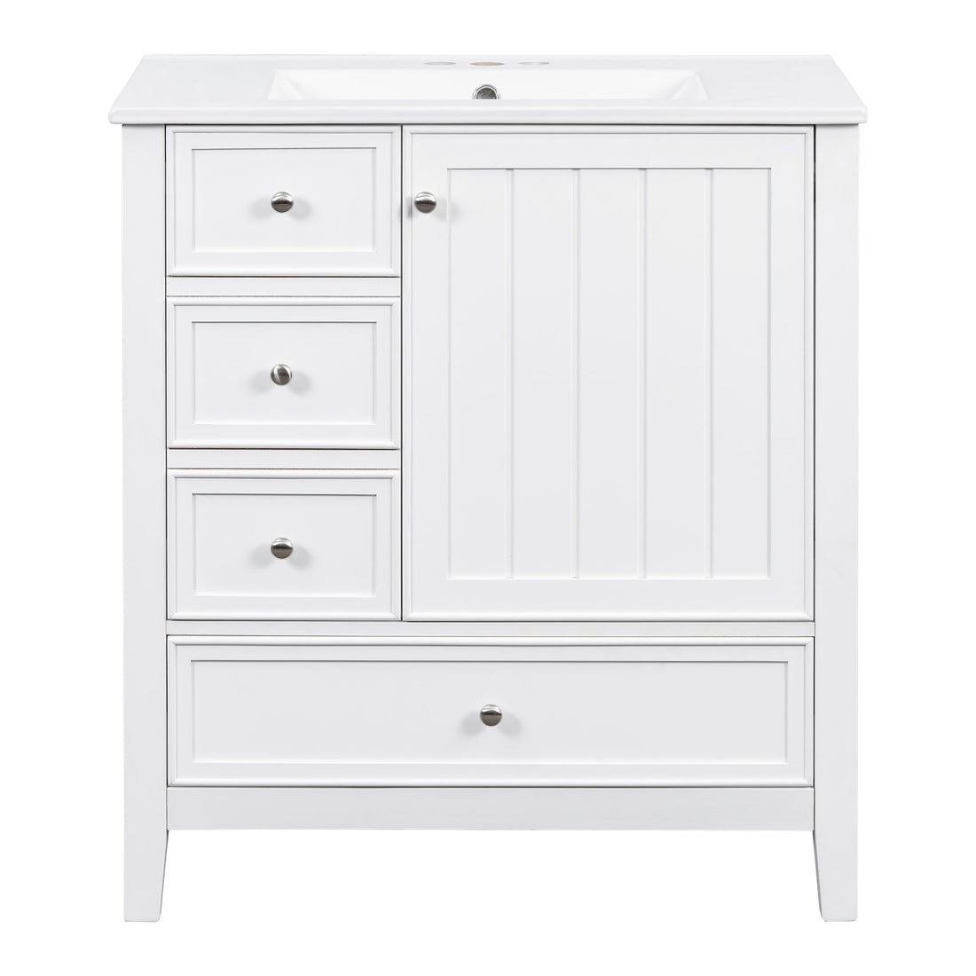 Modern Bathroom Vanity With Sink, 1 Cabinet &amp; 3 Drawers