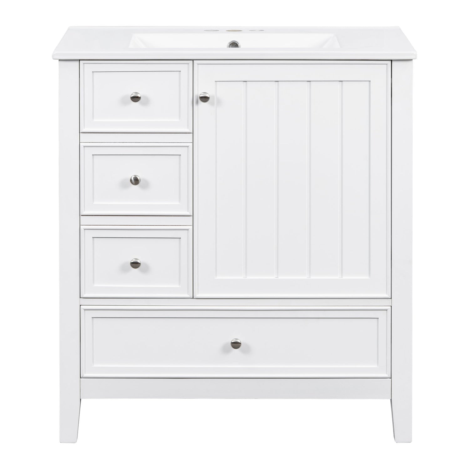 Modern Bathroom Vanity With Sink, 1 Cabinet &amp; 3 Drawers