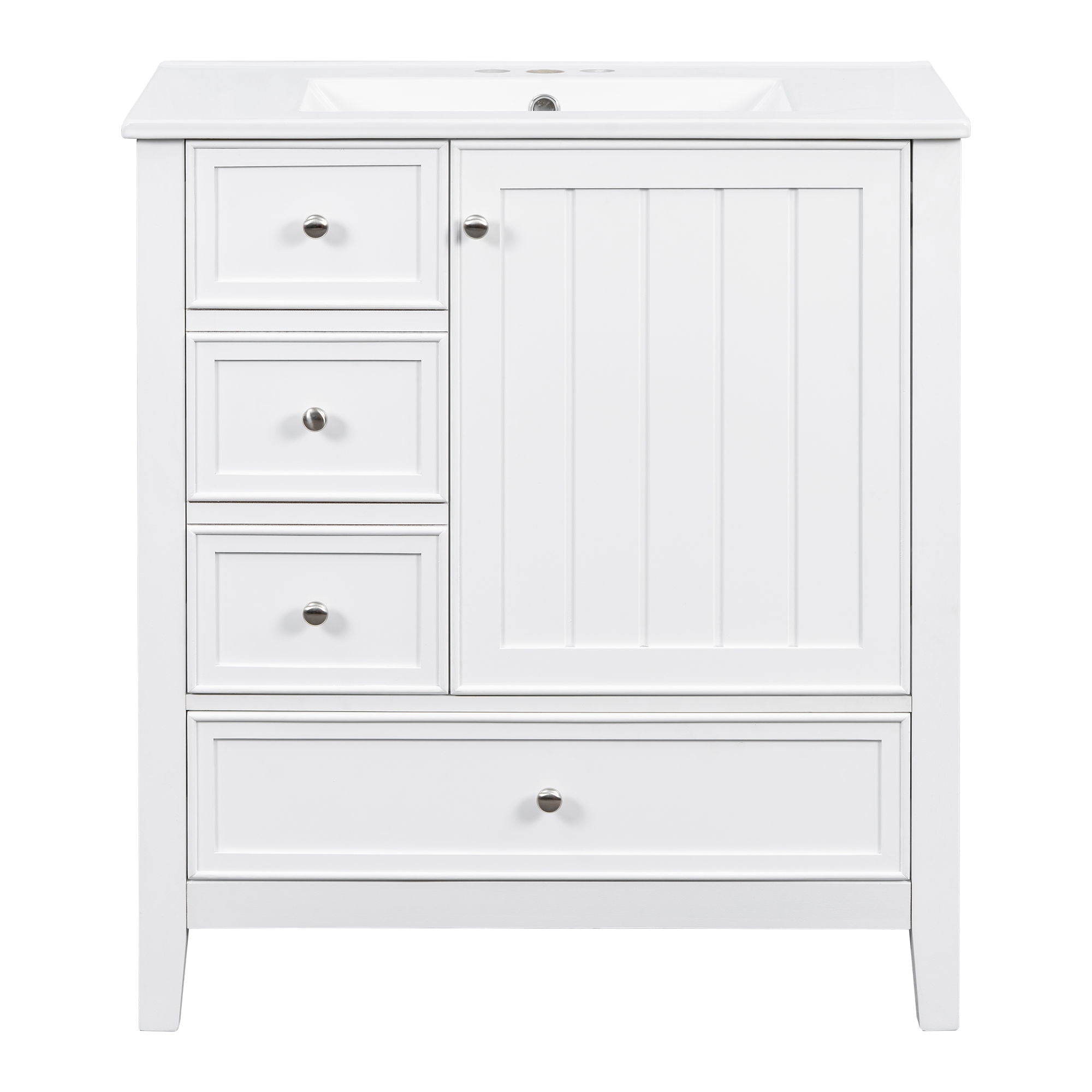 Modern Bathroom Vanity With Sink, 1 Cabinet &amp; 3 Drawers