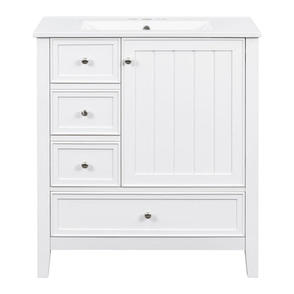 Modern Bathroom Vanity With Sink, 1 Cabinet &amp; 3 Drawers