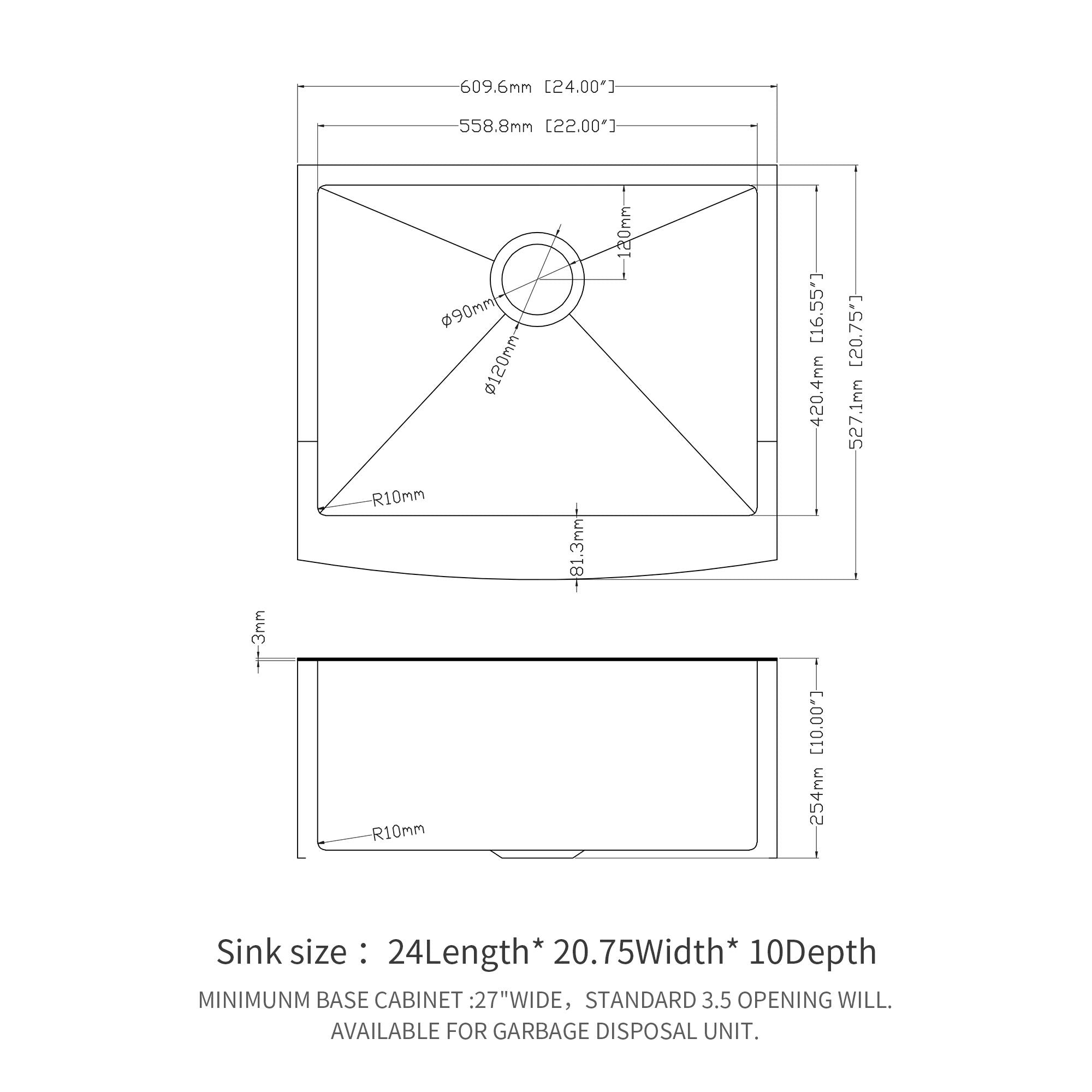 Farmhouse Kitchen Sink, Stainless Steel, Apron Front