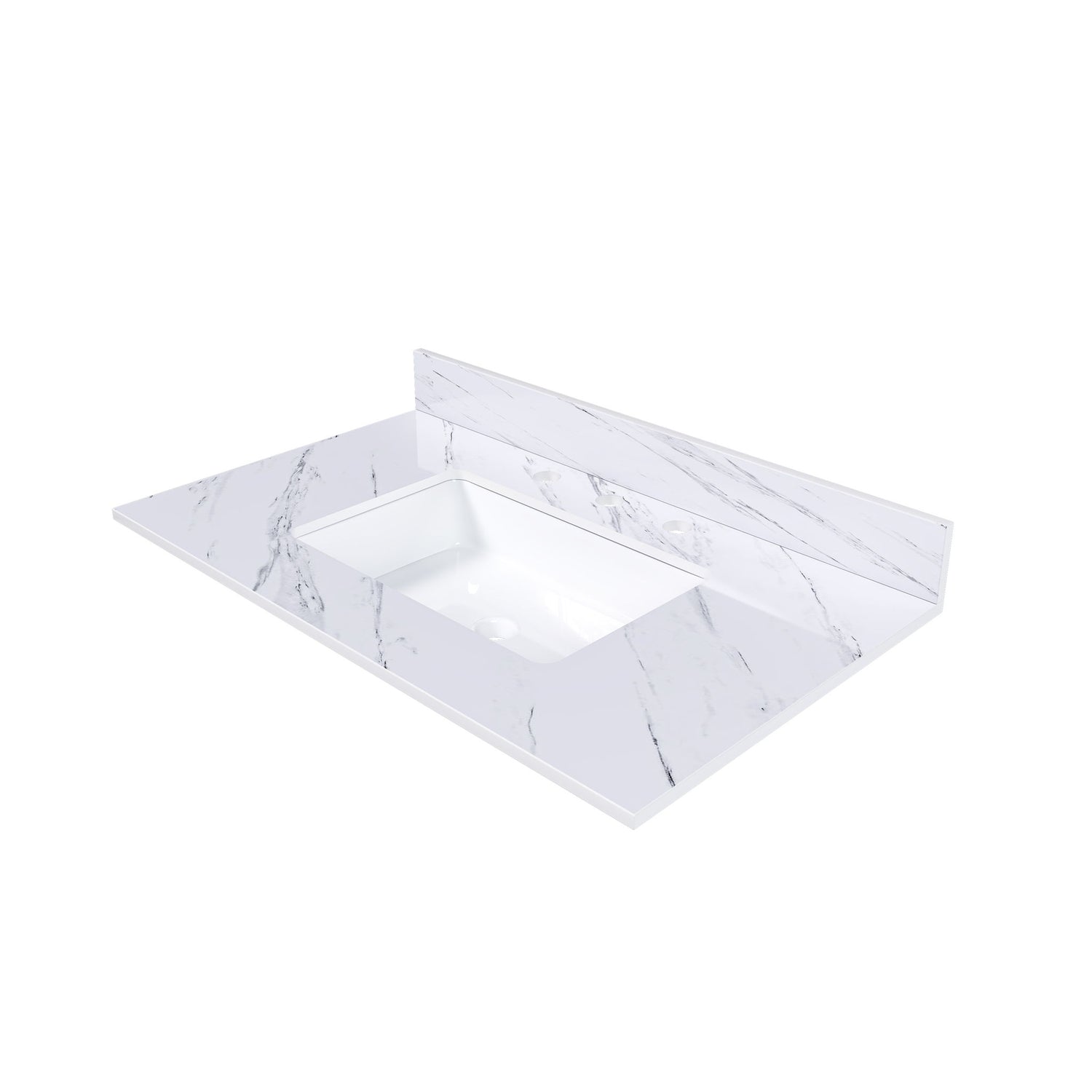 Bianco Carrara Venato Elegant Marble Vanity Top, Bathroom Vanity With Undermount Sink, Sintered Stone