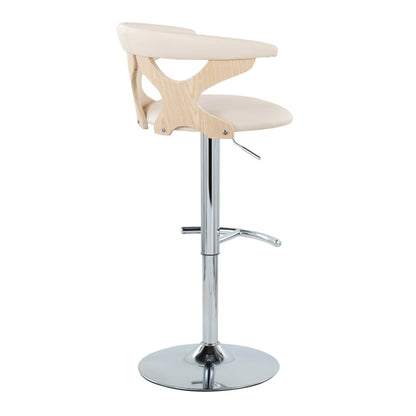 Gardenia - Contemporary Adjustable Barstool &amp; Swivel, Rounded T Footrest (Set of 2)