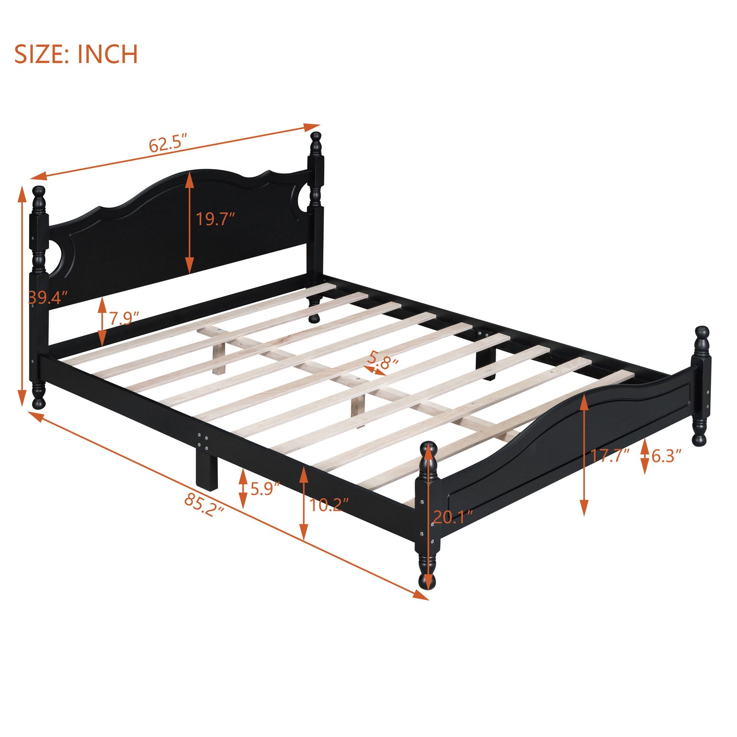 Platform Bed Frame With Slat Support