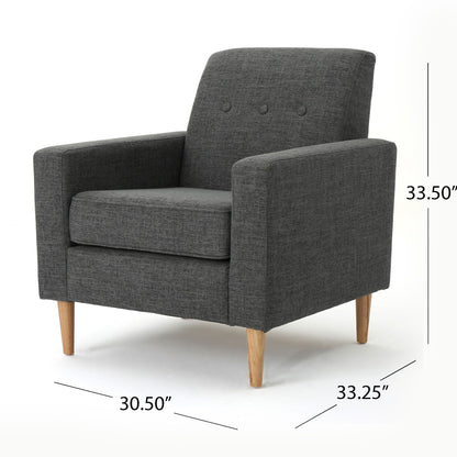Nebulize - Upholstered Fabric Club Chair With Button Tufted And Square Off Arm And Back