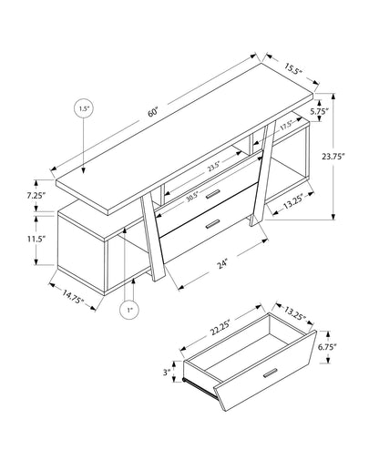 TV Stand, Console, Media Entertainment Center, Storage Drawers, Contemporary &amp; Modern - Taupe