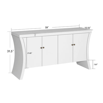 Refined Industrial 4 Door Credenza With Arc Legs &amp; Bronze Clasps