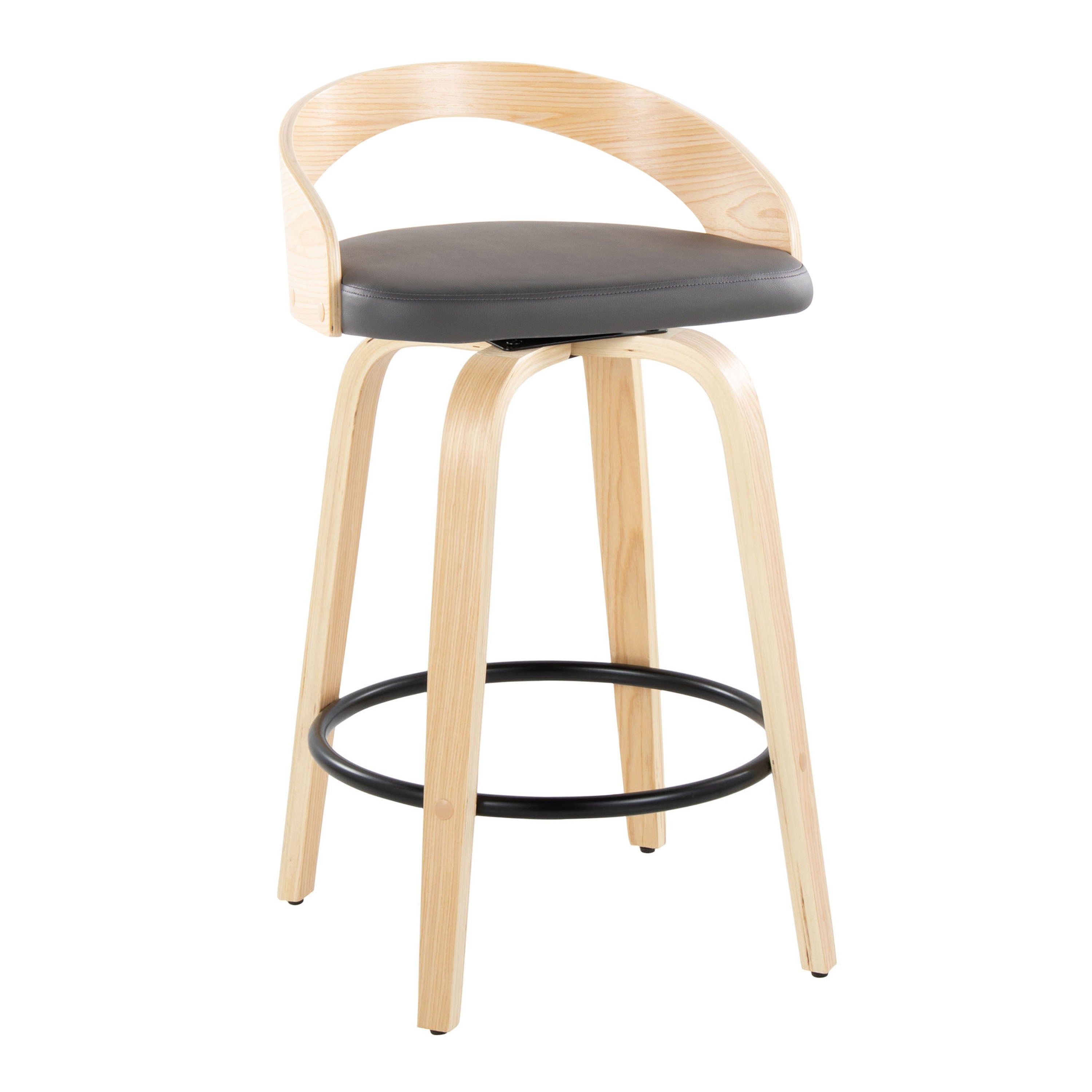 Grotto - Mid-Century Modern Fixed Height Counter Stool Swivel &amp;h Round Footrest