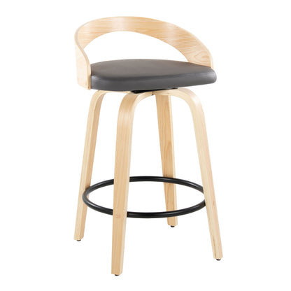 Grotto - Mid-Century Modern Fixed Height Counter Stool Swivel &amp;h Round Footrest